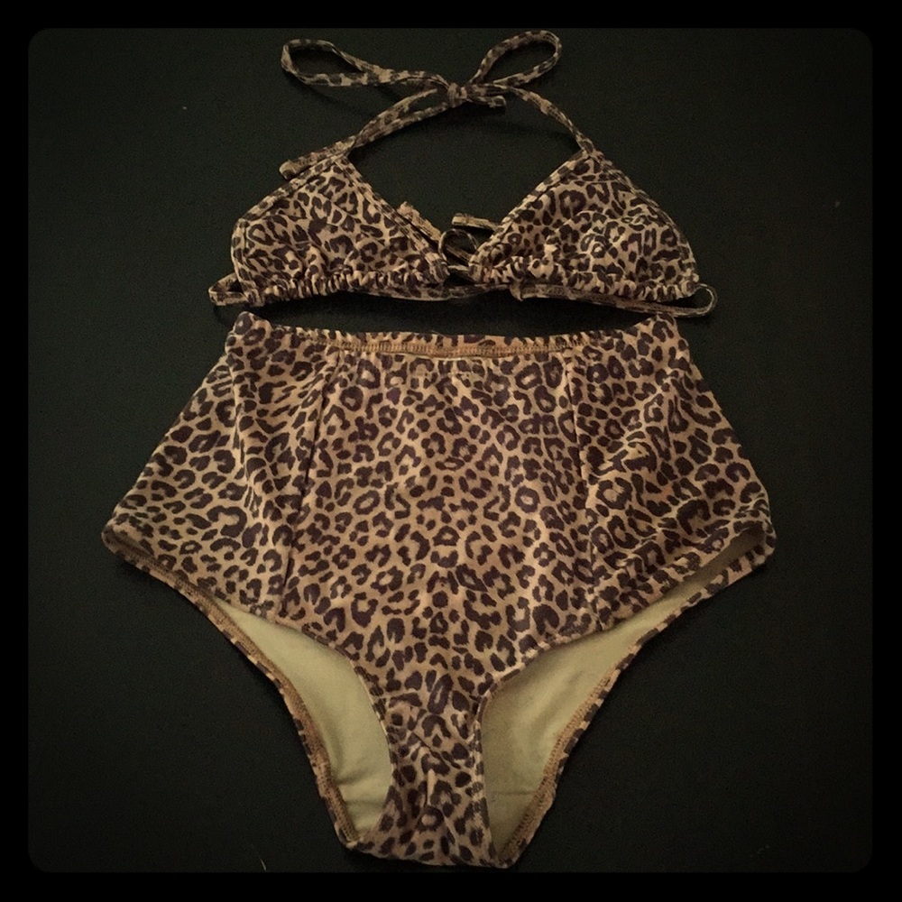 American Apparel Animal Print Hi Waisted Bikini.